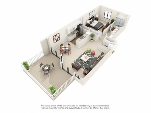 Floor plan for 1 bed, 1 bath, 783 sqft